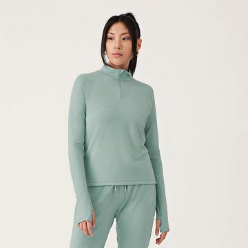 Dámské Mikiny S Kapucí Allbirds Performance Quarter Zip Zelene | CZ4773NB