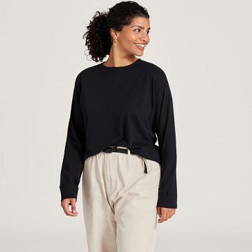 Dámské Tričko Allbirds Allgood Bavlněné Long Sleeve Černé | CZ4740TV