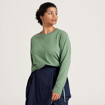 Dámské Tričko Allbirds Allgood Bavlněné Long Sleeve Zelene | CZ4741RW