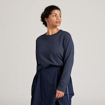 Dámské Tričko Allbirds Allgood Bavlněné Long Sleeve Tmavě Blankyt | CZ4742EX