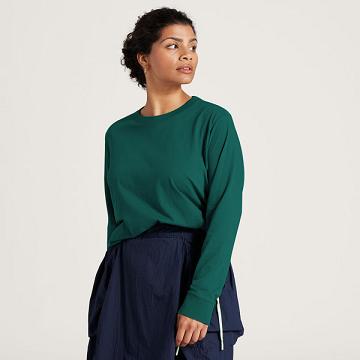 Dámské Tričko Allbirds Allgood Bavlněné Long Sleeve Tyrkysové | CZ4743WY