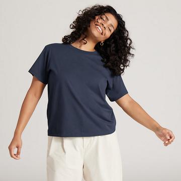 Dámské Tričko Allbirds Allgood Bavlněné Tmavě Blankyt | CZ4747BC