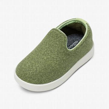 Dětské Boty Slip On Allbirds Smallbirds Vlna Loungers Olivy Zelené | CZ4875GL