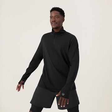 Pánské Mikiny S Kapucí Allbirds Performance Quarter Zip Černé | CZ4327WY