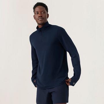 Pánské Mikiny S Kapucí Allbirds Performance Quarter Zip Tmavě Blankyt | CZ4328QZ