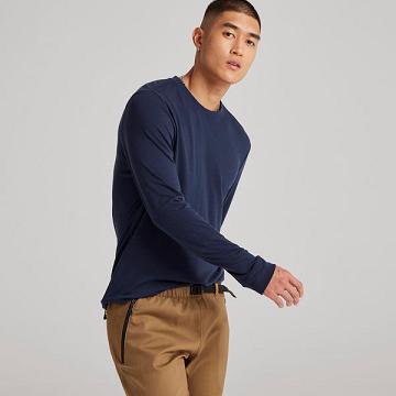 Pánské Tričko Allbirds Long Sleeve Sea Tmavě Blankyt | CZ4282XF